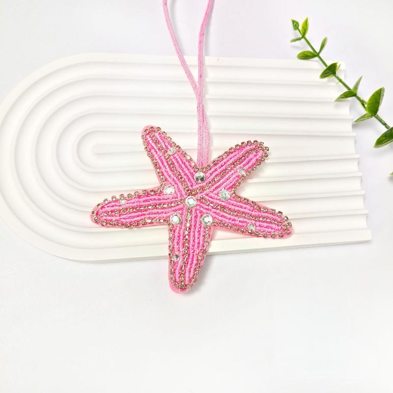 3D Beaded Patch  Starfish Shells Patch Pendant Lanyard Decorative Diy For Bag Keychain Beading Applique