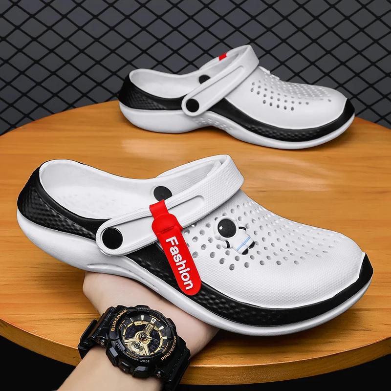 Мужские садовые сабо, летние сандалии для мужчин, модные женские пляжные тапочки, обувь для душа, дышащие сандалии из ЭВА, шлепанцы