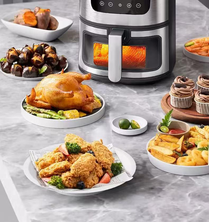 Cross-Border 7L Air Fryer: Oil-Free, Low-Fat, Touchscreen, All-in-One Oven with Visible Window.