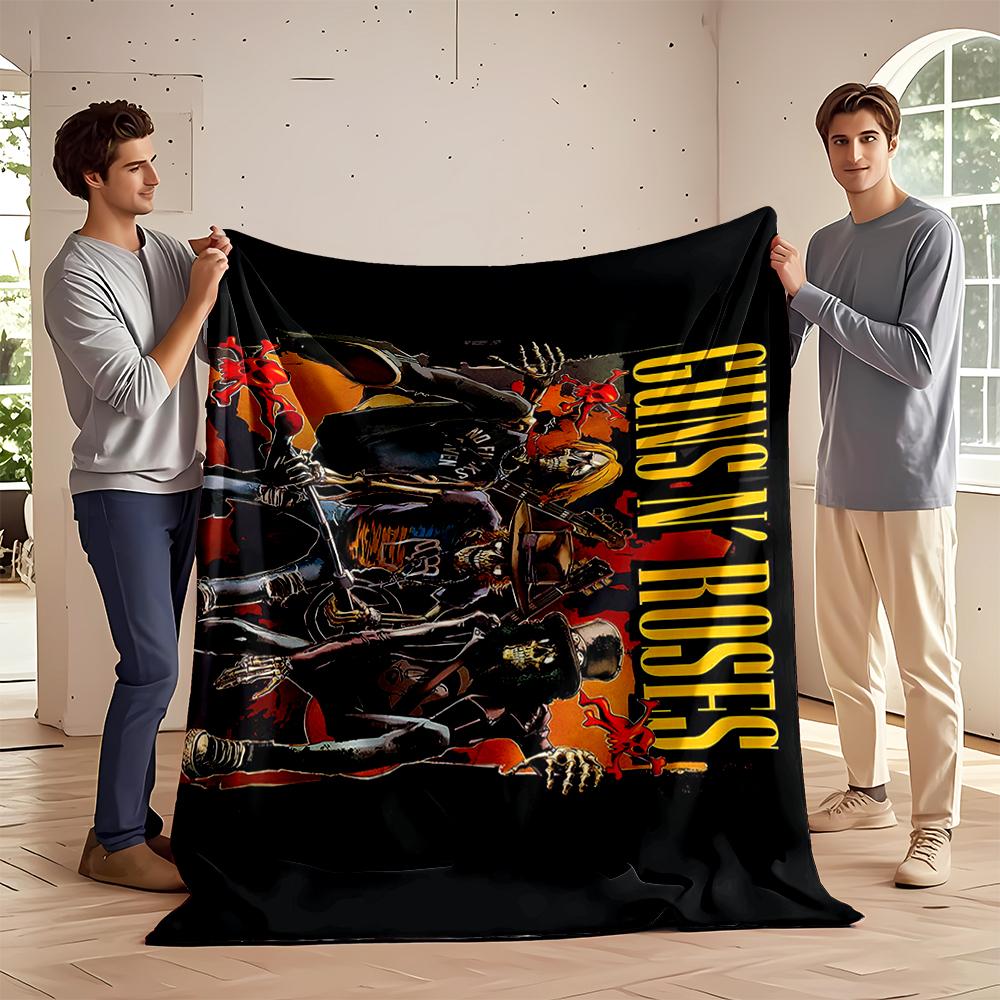 Guns N' Roses Skeleton Rock Band Design Blanket Flannel blanket for bedroom, living room, sofa, and nap sofas.