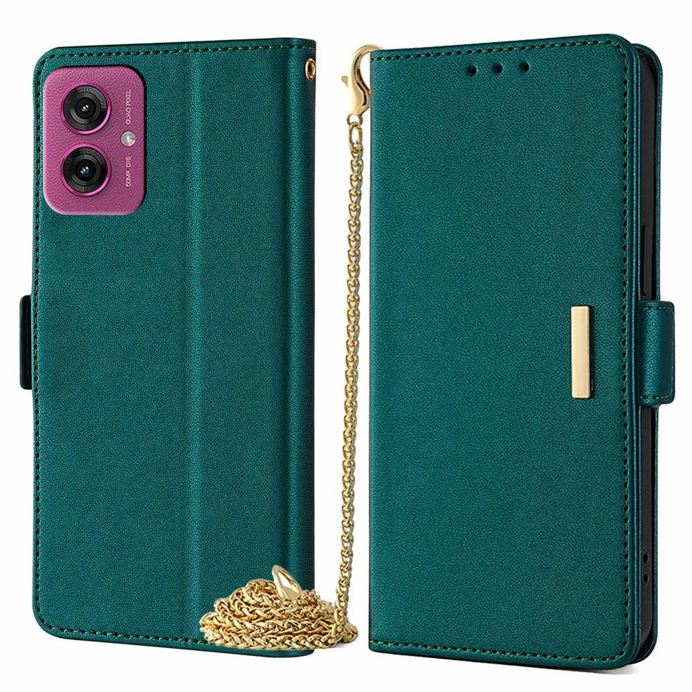 For Motorola Moto G55 5G Case PU Leather Wallet Stand Phone Cover with Crossbody Shoulder Strap