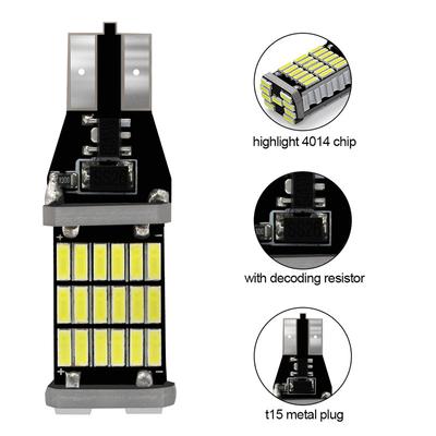 2 шт. улучшенные светодиодные лампы T15 W16W 45 SMD 4014 для автомобиля, авто Canbus, фонари заднего хода, стоп-сигналы, фонари заднего хода