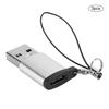 3 шт. USB 3.0 на Type C 3.1 Female Адаптер Шнурок Электронный Разъем для Передачи Данных(Серебристый + Ремешок )