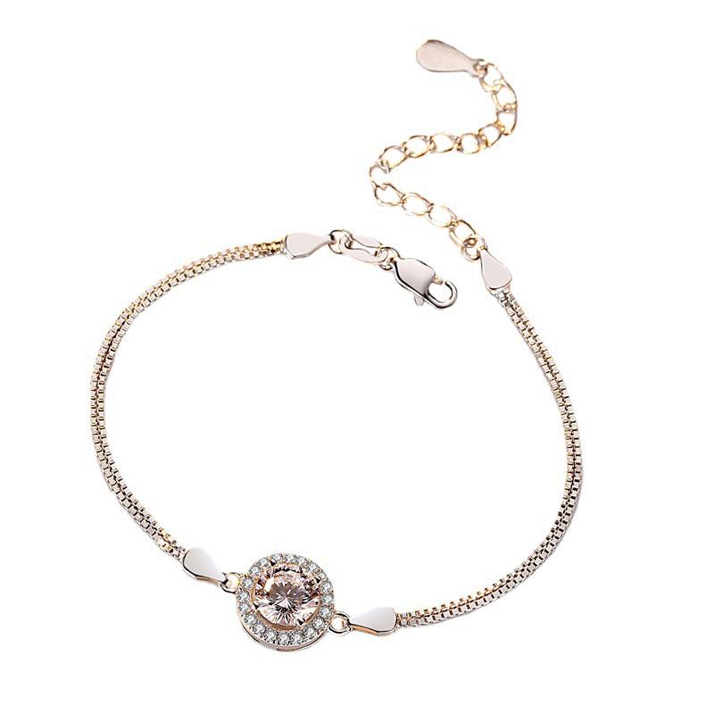 S925 Sterling Silver Moissanite Round Bag Bracelet for Women Japanese and Korean Fashion Anti-real Diamond Micro-encrusted Bracelet Jewelry