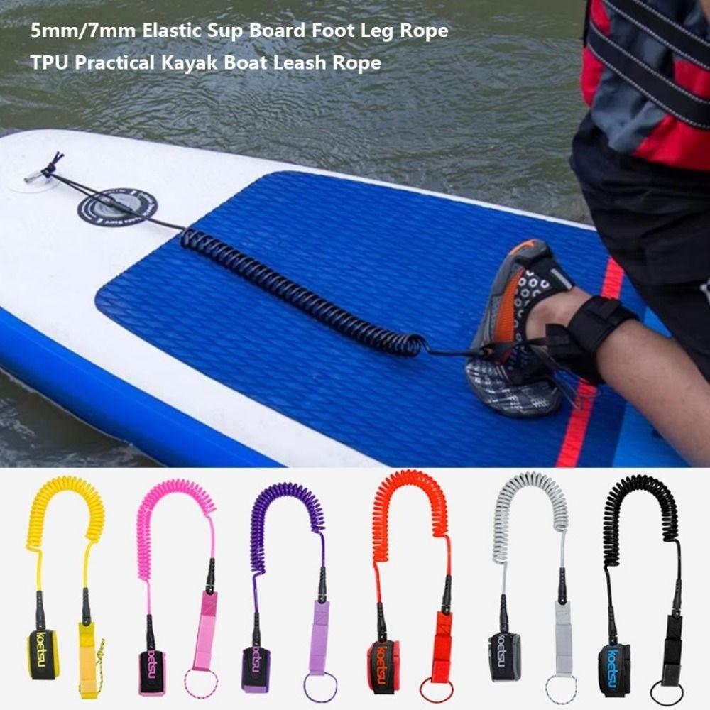 5mm/7mm Elastic Sup Board Foot Leg Rope Multicolors TPU Surfing Stand UP Rope Elastic Practical Kayak Boat Leash Rope