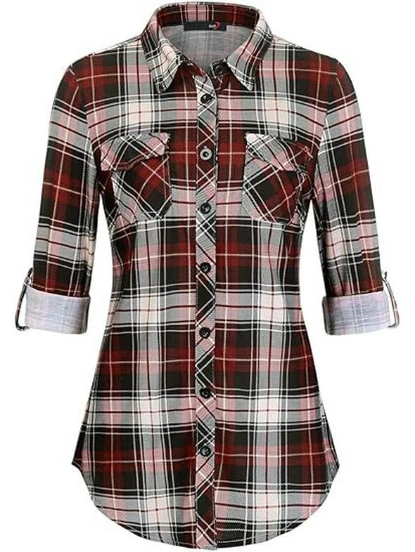 Женский приталенный топ в ретро-клетку с длинным рукавом, Осень/Зима 2026