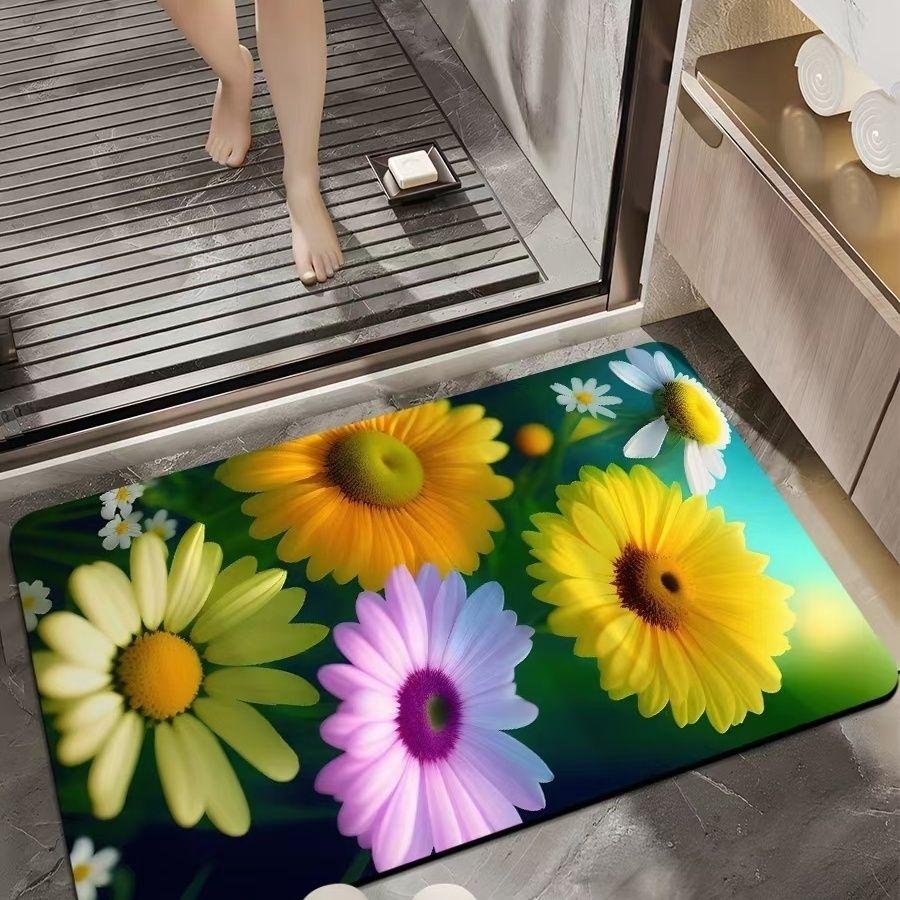 3D напольный коврик Little Daisy, сильные впитывающие быстросохнущие коврики для ног, нескользящие мягкие коврики для ванной комнаты, ковер для ванной комнаты