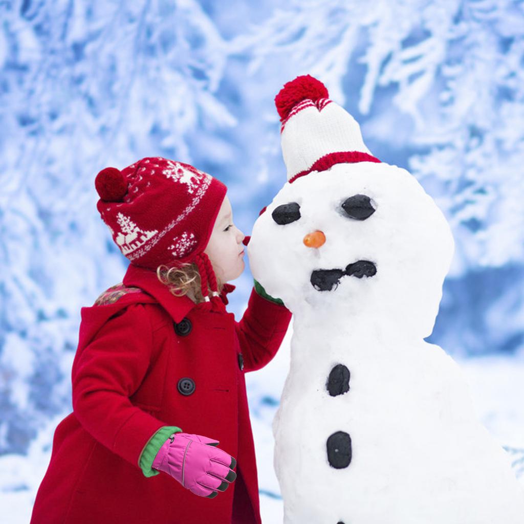 Children Snow Ski Gloves Waterproof & Windproof Winter Gloves Thermal Gloves Outdoor Warm Mittens Boys Girls Full-Finger Mittens Cold Weather Hand