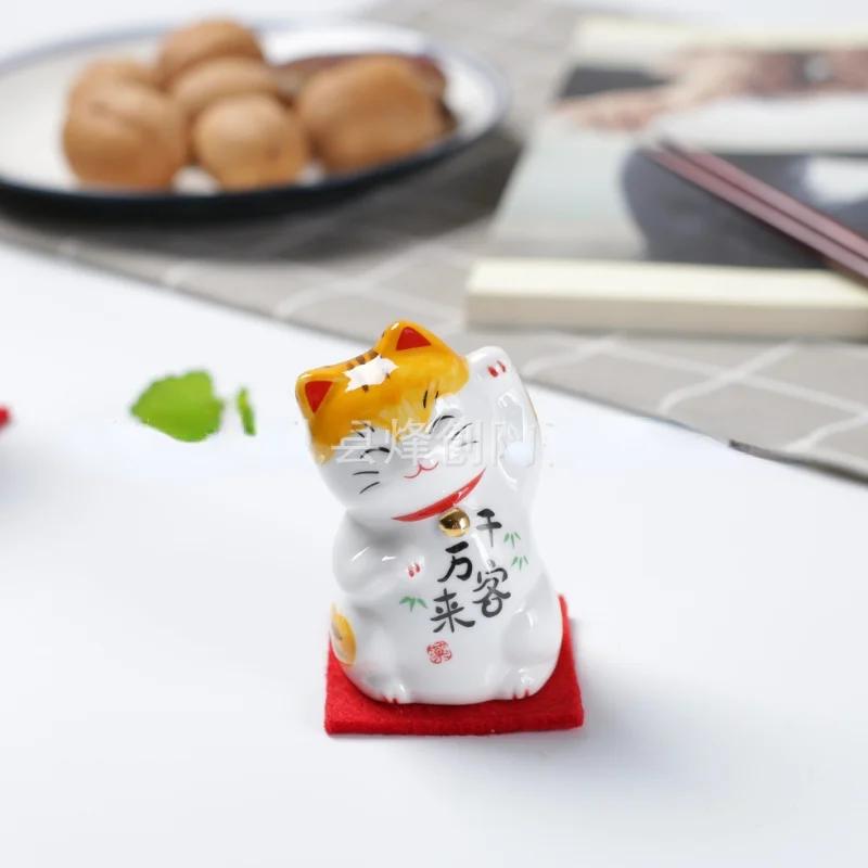 3D Статуэтка Счастливой Кошки Япония Мультяшная Манеки Неко Модель Животного Миниатюры Декор для Дома, Автомобиля, Отеля, Ресторана Настольное Украшение 1/2 шт.