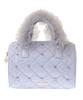 De Tulle Handle Rhinestone Boston Bag for Grayish Blue [Maison Fleur] Handbag, EC-exclusive Women,