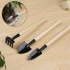 Mini Plant Garden Tools Wooden Handle Gardening Shovel Rake Spade 3 Pcs Set