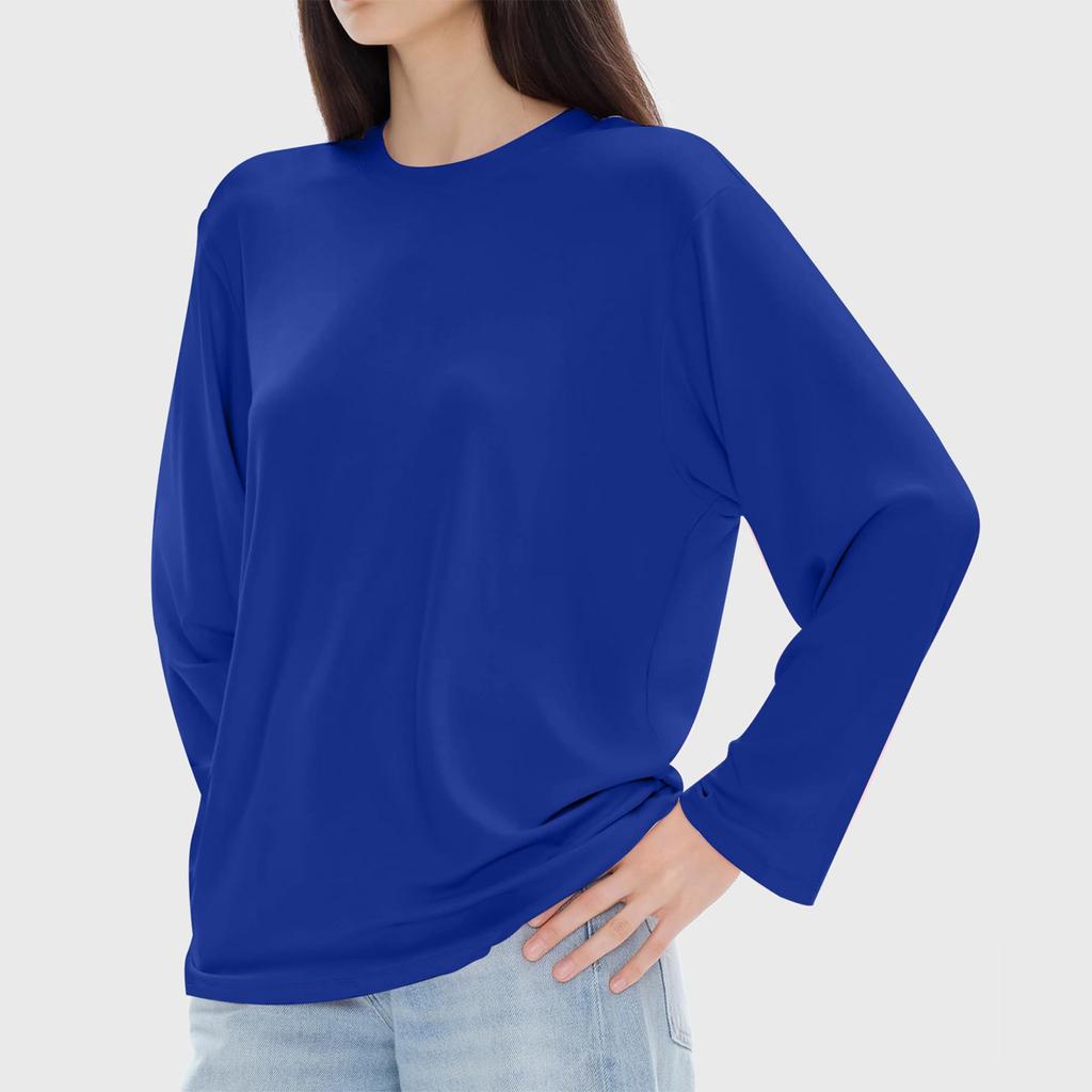 Женская модная повседневная блузка с длинным рукавом и круглым вырезом, пуловер