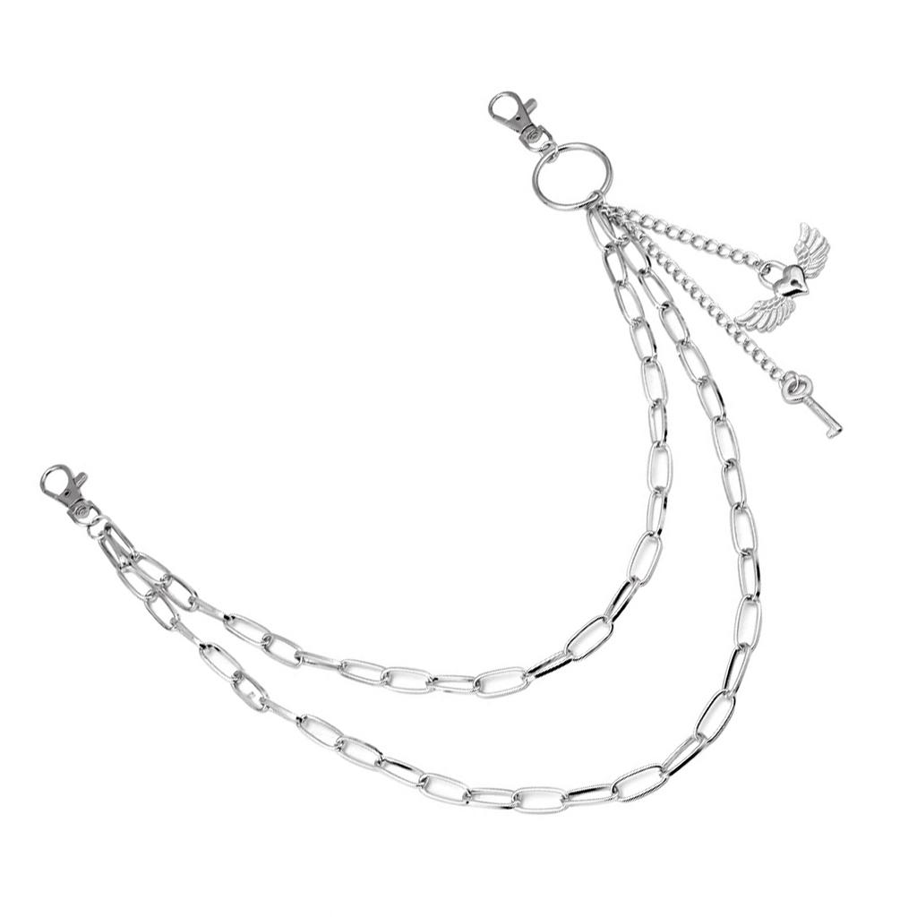 Цепь для брюк Панк Цепь для джинсов Кошелек Ювелирные изделия Унисекс Украшение для брюк Эстетичная цепь в виде сердца и крыльев для вечеринки/повседневной носки