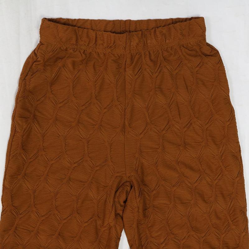 Женский новый комплект из двух предметов: короткий топ с однотонным воротником, длинными рукавами и модными узкими брюками