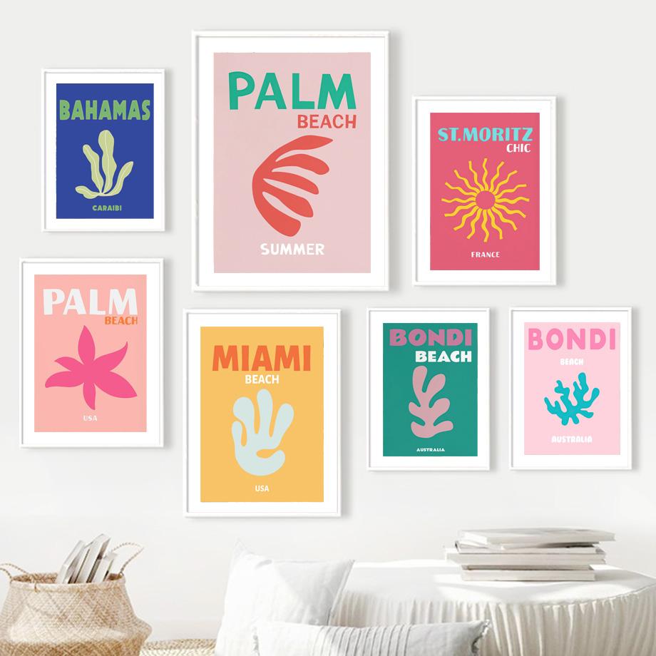 Знаменитый Город Путешествий Майами Бонди Пальмы Капри Настенное Искусство Холст Живопись Абстрактные Постеры Принты Картины Для Гостиной Домашний Декор