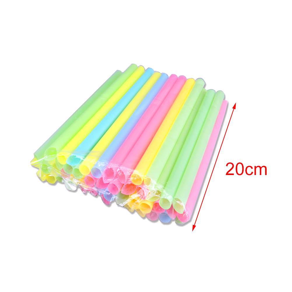 100pcs Large Drinking Straws Mixed Colors For Pearl Bubble Milk 20cm X 1cm Bar Accessories Tea Smoothie Party Plastic