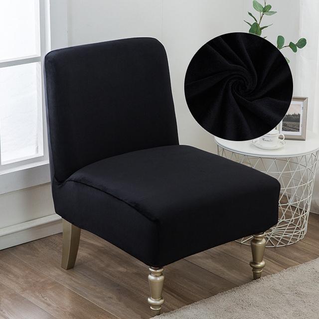 Velvet Fabric Armless Accent Chair Cover Stretch Single Sofa Covers Short Back Slipper Chair Slipcovers Protector For Home Hotel