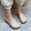Ретро-туфли из кожи ручной работы, повседневные лоферы на плоской подошве с круглым носком, женская обувь