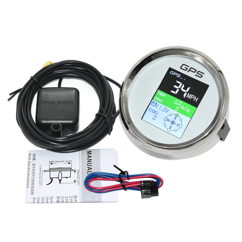 85MM Car Boat Gauge GPS Speedometer With GPS Antenna TFT Screen Waterproof Speed Meter SOG COG TRIP ODO Voltmeter 9-32V