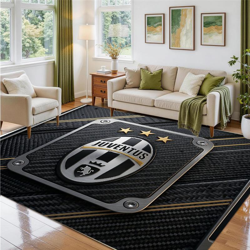 Juventus FC Design Crystal Velvet Rug Soft Decorative Mat for Bedroom Entrance