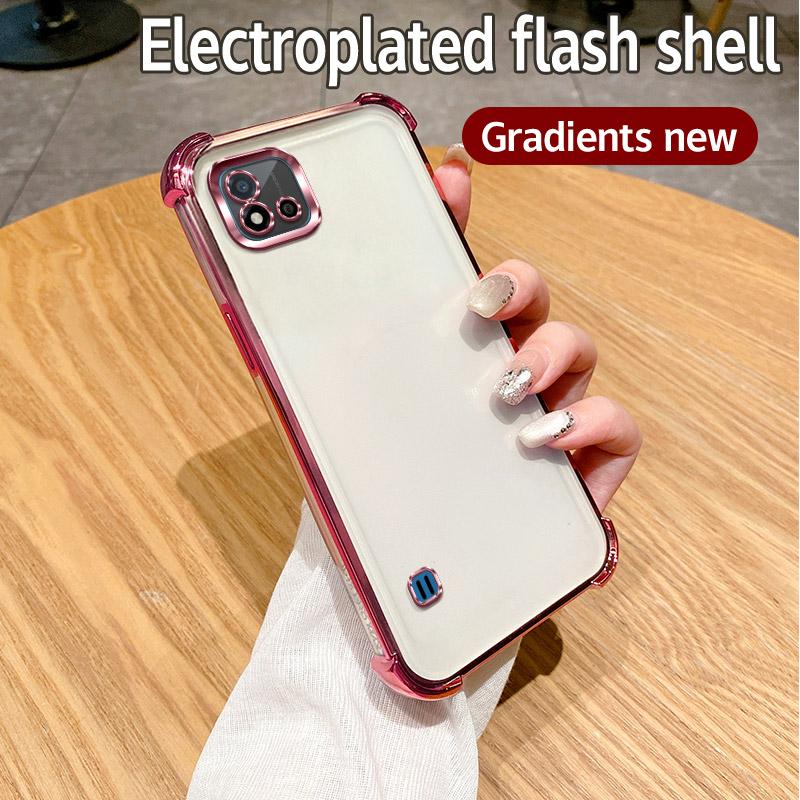 For OPPO Realme C11 2021 Case Realme C20 C20A Phone Case Shiny Glitter Plating Silicone Camera Lens Soft Back Cover