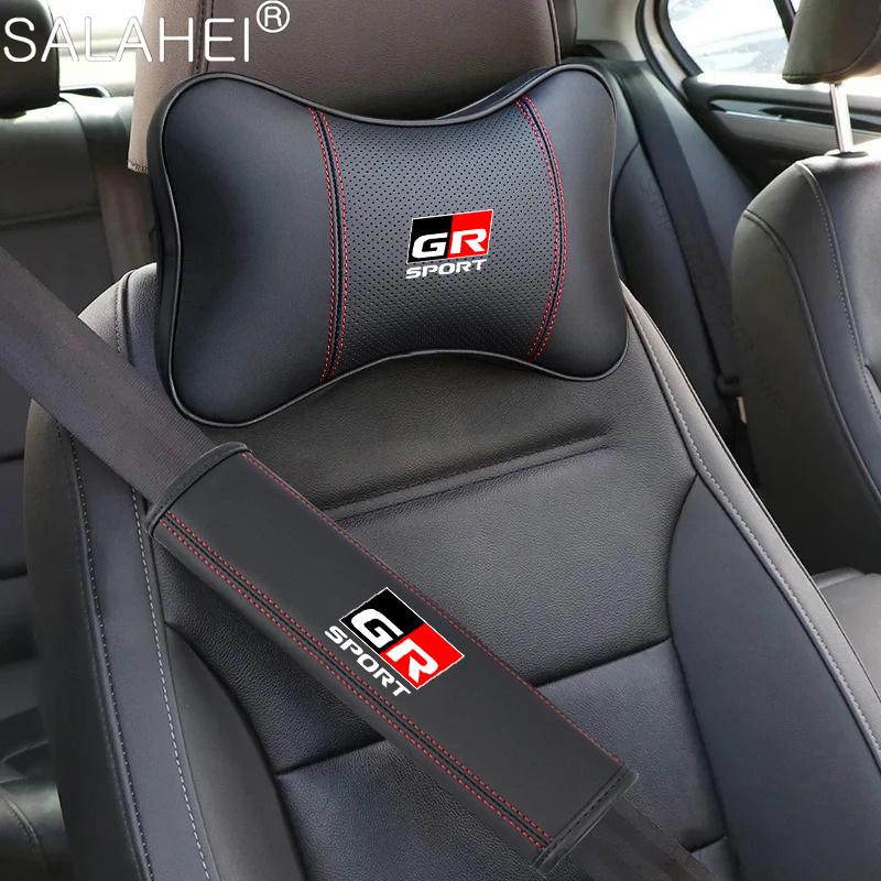 Car Head Neck Pillow Seat Belt Shoulder Pads for Toyota GR Sport GAZOO RACING Toyota Yaris 86 Hilux Corolla Prius Hilux Supra