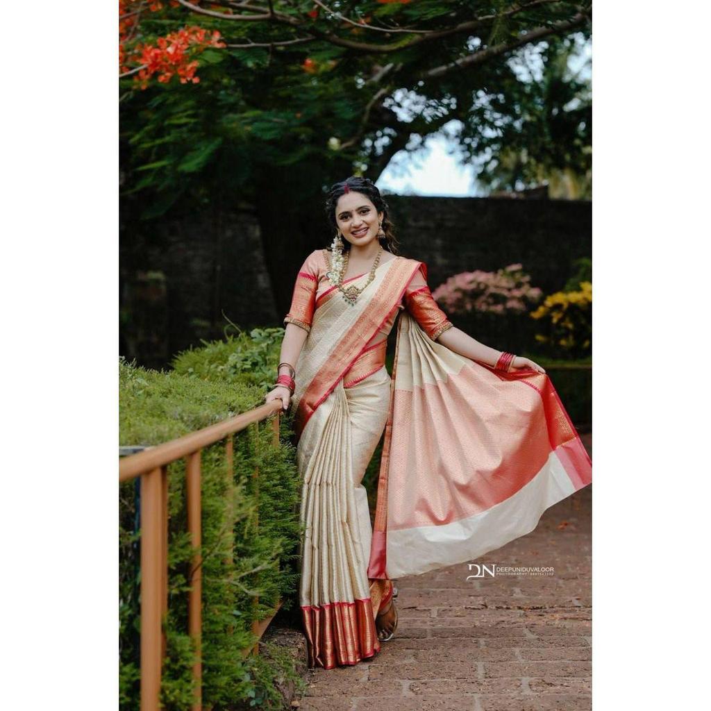 Premium Soft Lichi Silk Saree with Rich Pallu & All-Over Jacquard Work | Elegant Festive & Party Wear Saree with Designer Jacquard Border Blouse