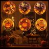 Warm Yellow Glow Pumpkin Hanging Lamp Ghost Silhouette Light  Holiday House Decoration
