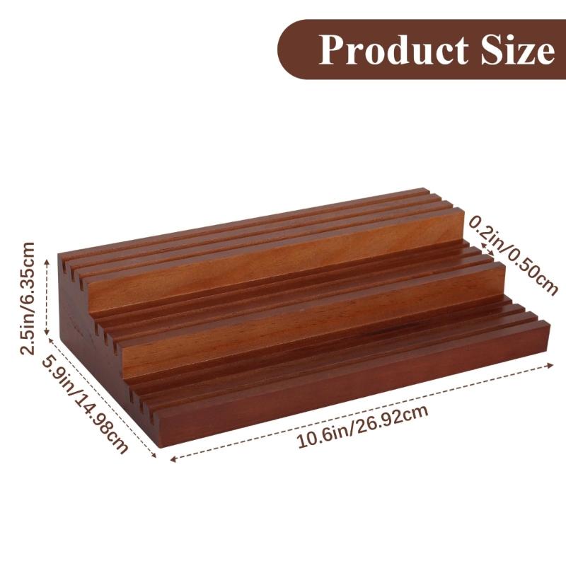 Trapezoid Multi Layer Wooden Coin Display Shelf for Coin Collections with Sturdy Base Easy Assembly and Classical Home Decors