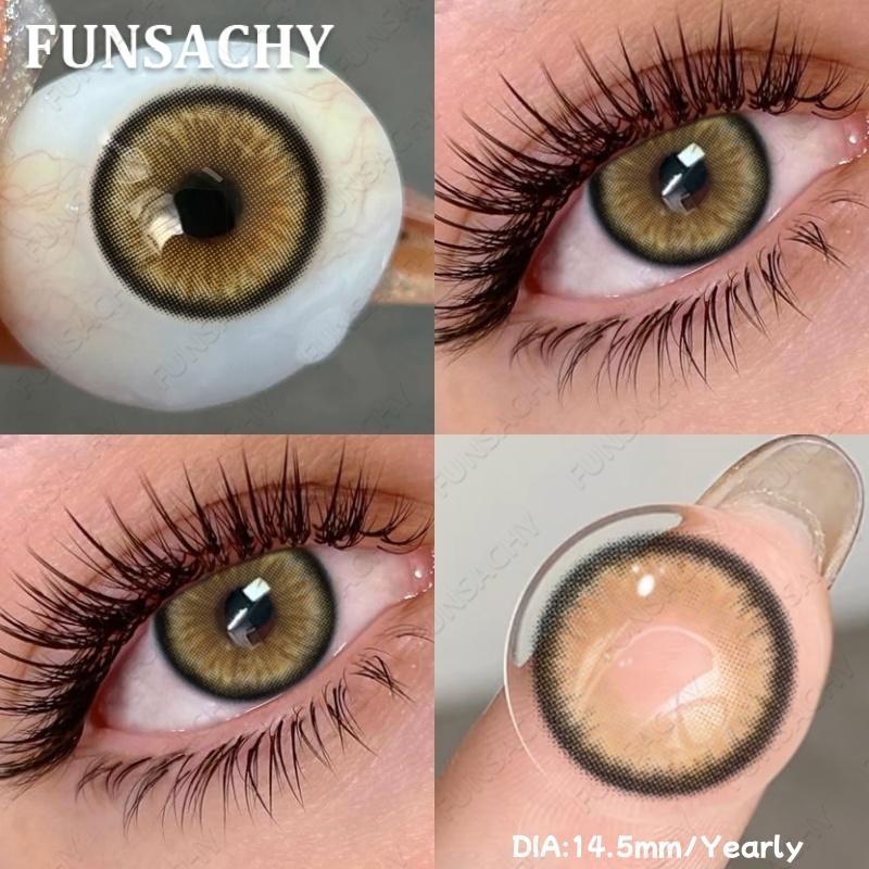 FUNSACHY 1 Pair Blue Color Contact Lenses for Eyes Big Size Natural Lenses Beautiful Pupils Cosmetics Brown Color Lens Gray Lens