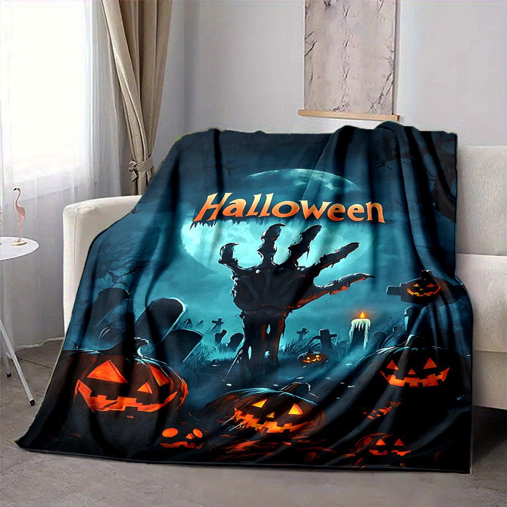 1pc Halloween Decorations Blanket Lightweight Blanket Throw Blanket For Sofa, Bed, Travel, Camping, Livingroom, Office yy251010041