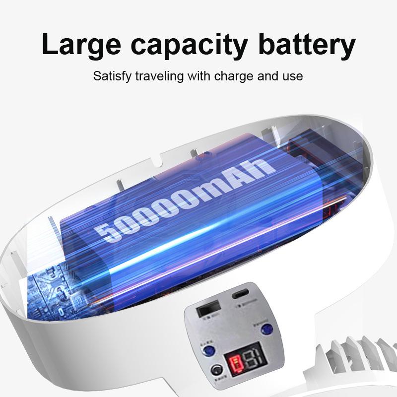 Rechargeable Outdoor Solar Camping Fan with Strong Wind & Long-lasting Battery, Head Shaking Feature, Cooling Air Conditioner Effect.