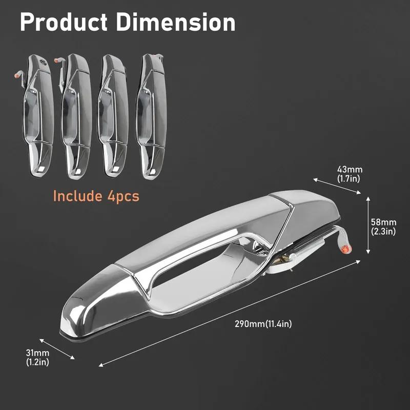 4PCS Chrome Black Door Handle Replacement Front Rear for Yukon Truck Cadillac Escalade 2007-2014 & Chevy Silverado GMC Sierra