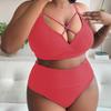 Сексуальный купальник бикини большого размера однотонного цвета с высокой талией