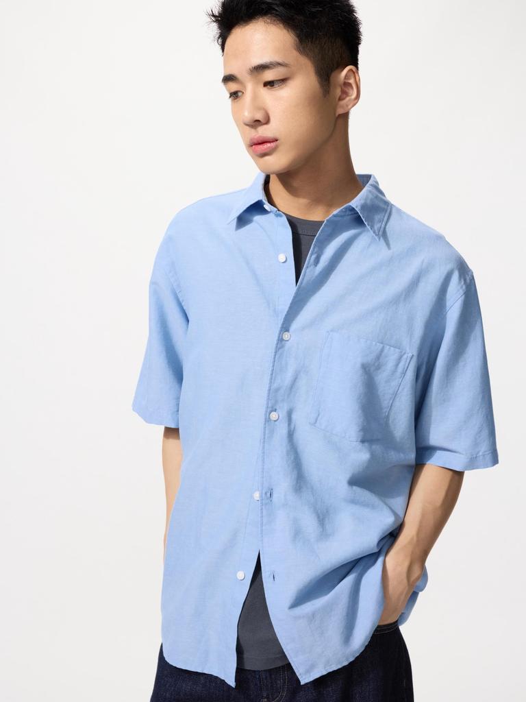 Uniqlo Японская хлопково-льняная рубашка