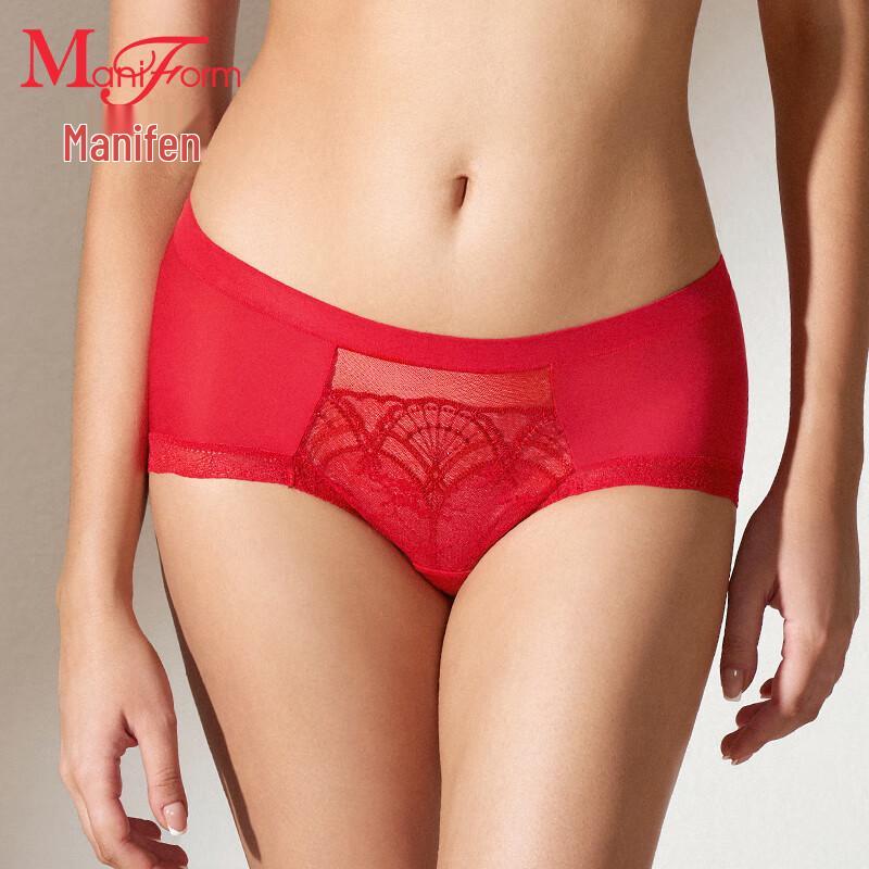 Manifen Women's Sexy Lace Mid-Low Waist Briefs