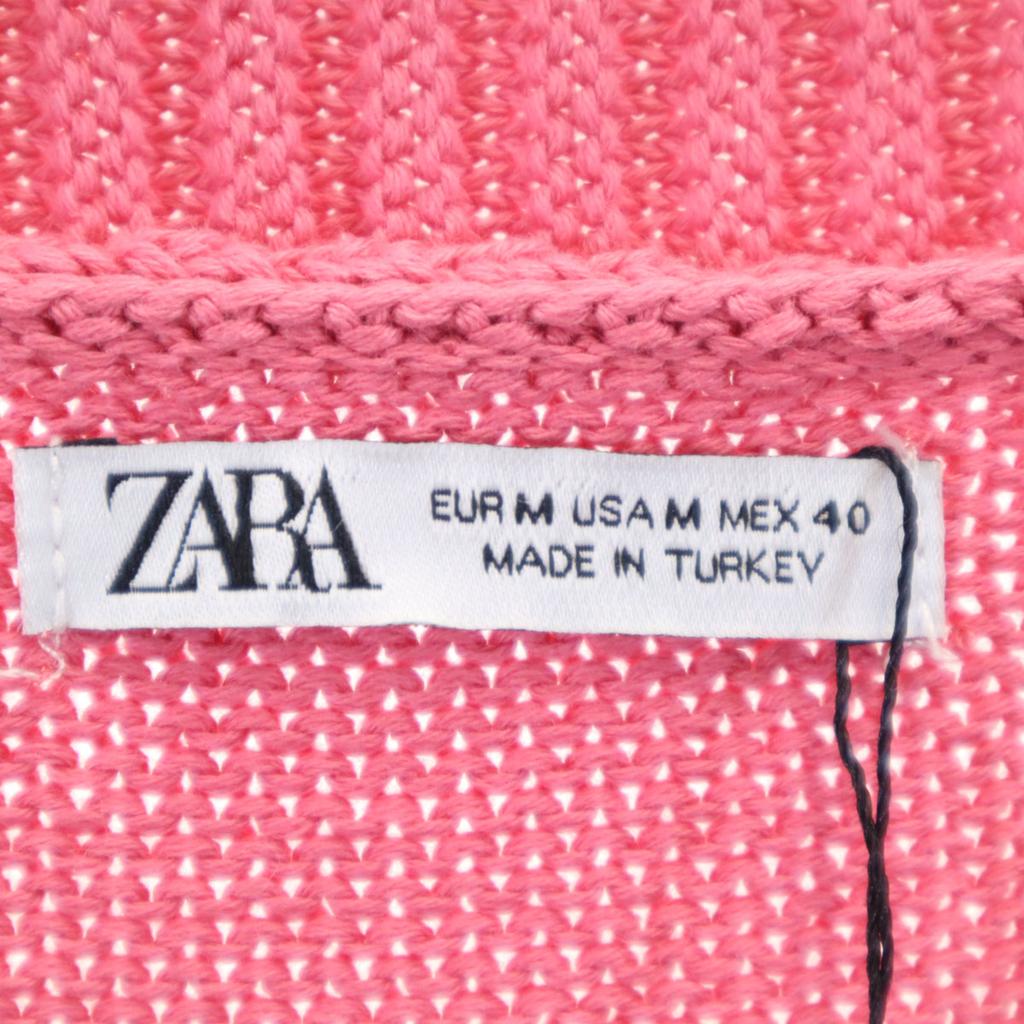 Неиспользованный кардиган ZARA с длинным рукавом и V-образным вырезом, размер M, розовый, мужской, б/у