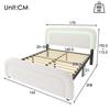 Cadre de lit - MUVOE - 160x200 cm - Chargeur USB Type C - Éclairage LED - Rembourré Sherp-white