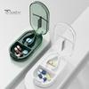 Clear Portable Pill Cutter Box Food Grade Sharp Stainless Steel Blade 2-In-1 Multi-functional Travel Capsule Tablet Storage Container Organizer