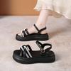 2025 Women's Shoes Wear Beach Shoes Summer Casual Sandals Women's Light Fashion Word with Thick-soled Cool Slippers