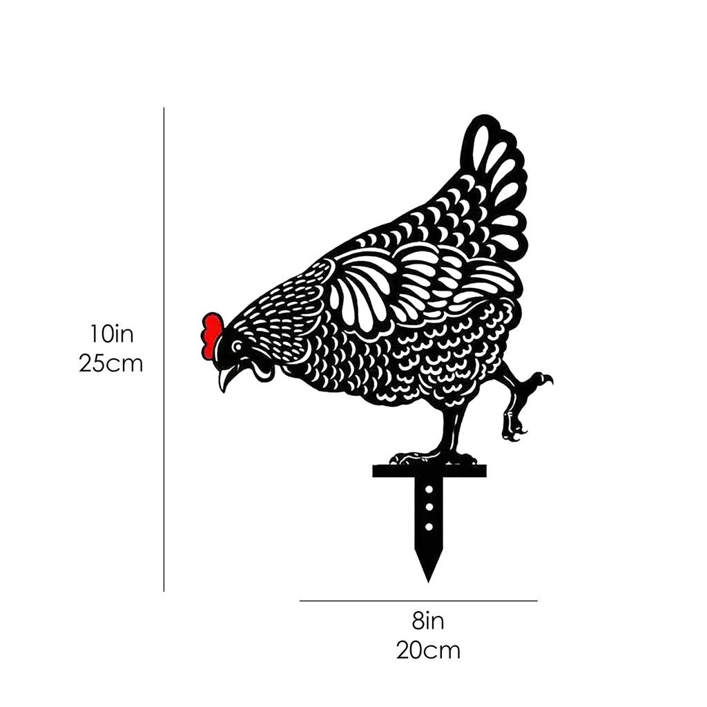 Garden Decoration Outdoor Garden Backyard Stakes Metal Hen Yard Decor Gift