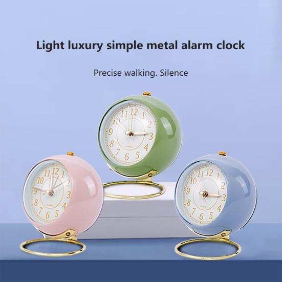 Analog Alarm Clock with LED Light Non-Ticking Battery Operated Bedroom Desktop Digital Quartz Clock Children Students Gift