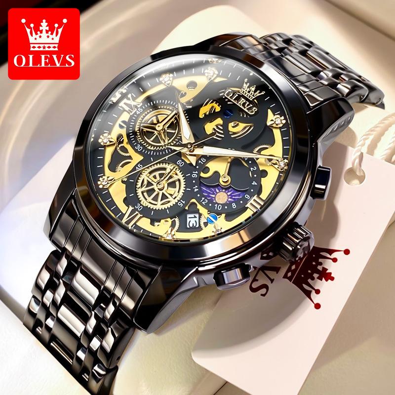OLEVS Brand Watch Hollow Dial Single Calendar Quartz Watch Men Watch Men Watch