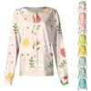 Женская повседневная однобортная одежда с длинным рукавом и пасхальным принтом, кардиган, топ