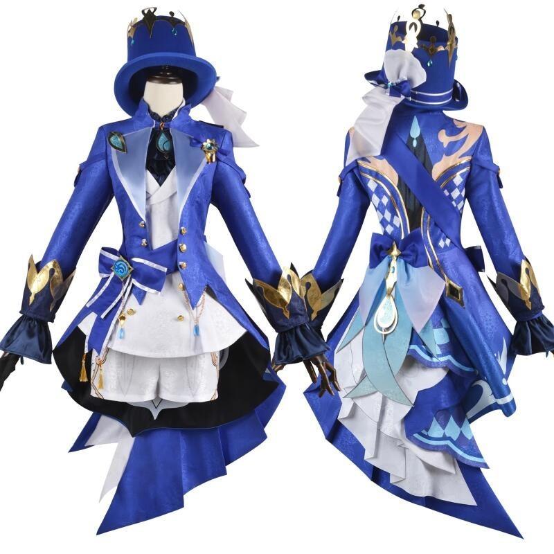 Furina/Focalors Косплей Аниме Игра Genshin Impact Костюм Коронированная Прима Униформа Парик Шляпа Платье Женская Вечеринка на Хэллоуин Ролевая Игра Одежда Одежда
