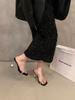 Niche High-end Transparent Belt Slippers Women's Shoes Wear 2025 Summer Rhinestone Sandals High-heeled Sandals
