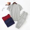 Spring and Summer Men's Pajamas Suit Modal Viscose Fiber Short-sleeved Trousers Loose  Casual Home Wear