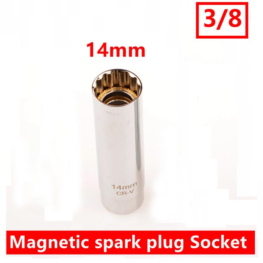 Магнитный свечной ключ 65 мм 3/8 14 мм Инструмент для снятия свечей зажигания Хром