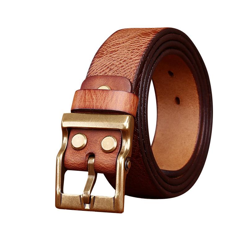 Ремень из натуральной кожи с тиснением в стиле ретро с рисунком чешуи дракона, первый слой, мужской, универсальный, повседневный, из натуральной кожи