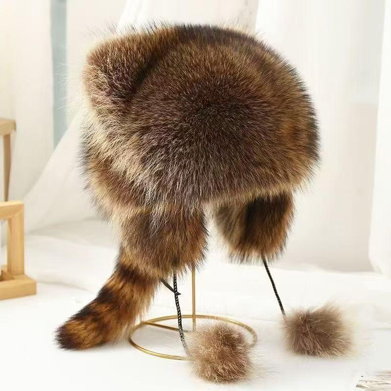 Hat Winter Warm Raccoon Dog Plush Hat Children's Hat Adult Ear protection Bear Lei Feng Hat